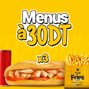 3 menus à 30dt